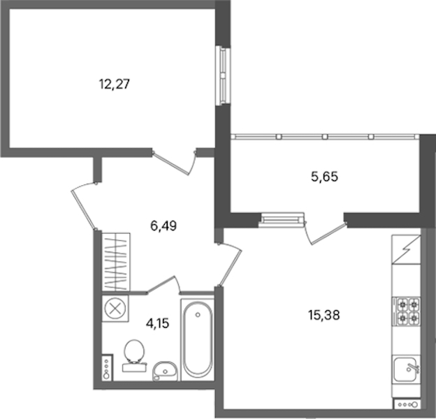 1-комнатная квартира 38.29 м², 1/11 эт., ЖК «ПАТИО. Уютный квартал»